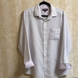 Johnston &Murphy white / pink purple Grid Dress Shirt